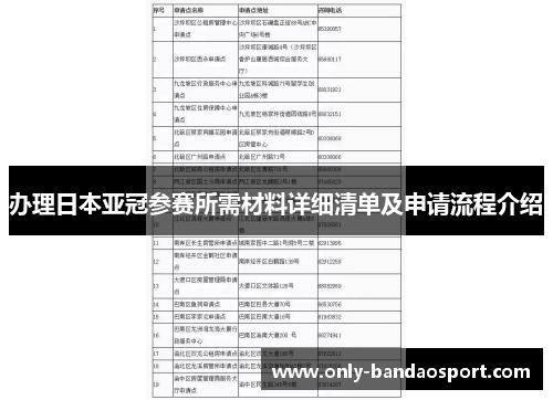 办理日本亚冠参赛所需材料详细清单及申请流程介绍
