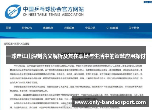 一球定江山深刻含义解析及其在职场与生活中的智慧应用探讨